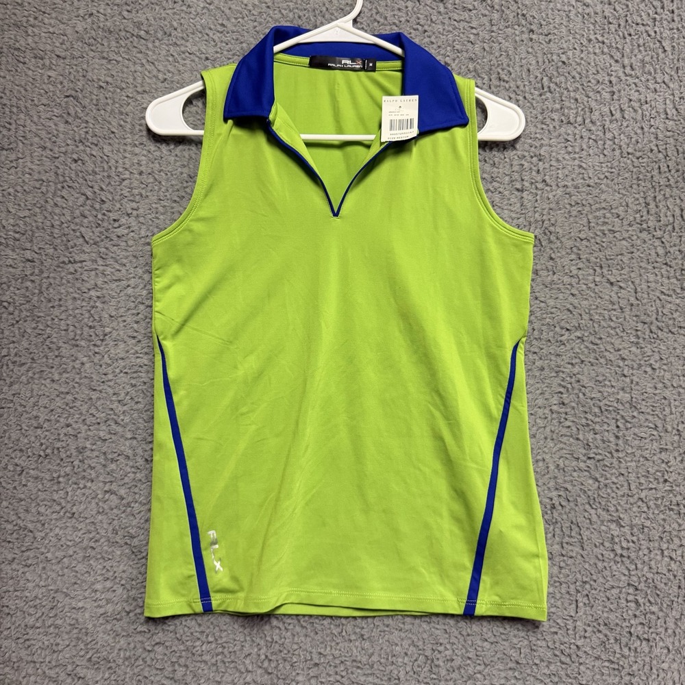 RLX Ralph Lauren NEW Women's Activewear Polo Tank Top Size M Lime Green Blue NWT